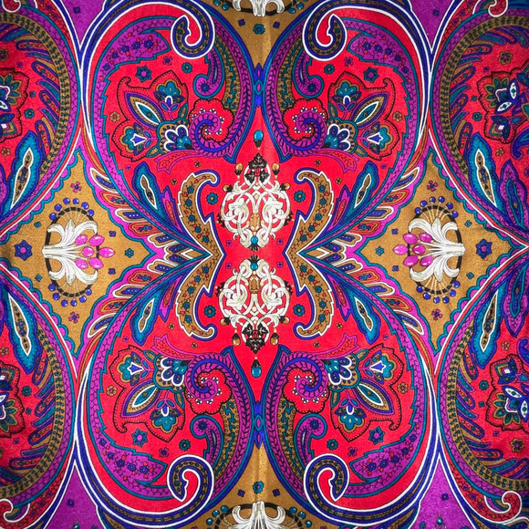 Christian Dior Vintage Paisley Pattern Scarf Multicolor Luxury 100% Silk - Picture 15 of 16